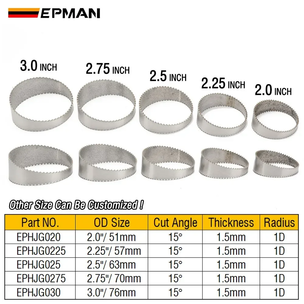 EPMAN Custom Universal Stainless Steel 304 Exhaust Pies Sawtooth Pie Cut - Angle Segment 15Degree | 1.5mm 1D Radius EPHJG