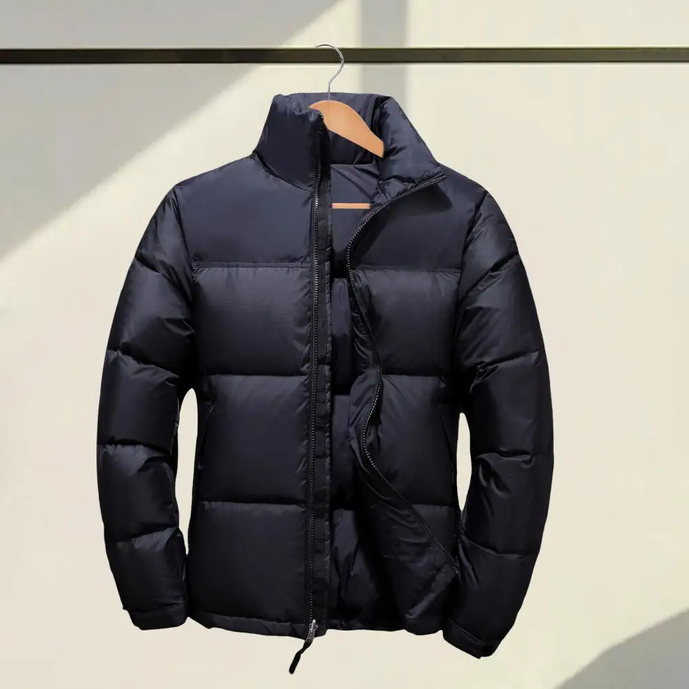 Abrigo cálido con bolsillos y cremallera para hombre, chaqueta acolchada de algodón con cuello levantado, puños a prueba de viento, bolsillos, elegante, Invierno