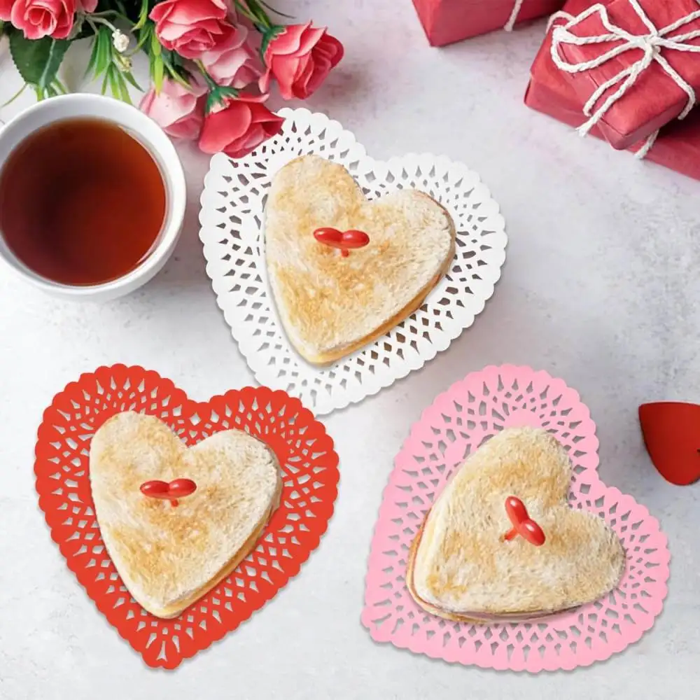 100 Heart Paper Doilies Vintage Lace Mats For Party Food Presentation Birthday Cake Display Base Charming Table Decor