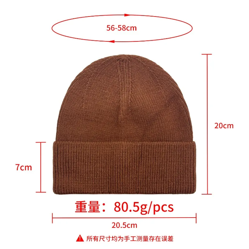 Maßgefertigte Strickmütze mit gesticktem Logo, einfarbig, mit Umschlag, für Herbst und Winter, Outdoor-Ohrschutz, Ski-Beanie-Mütze – Detail 3