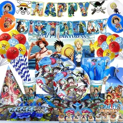 One Piece Birthday Party Event Supplies Anime Figure Luffy Ace Paper Cup Plate Napkin Baby Shower Festival DIY Party Decorations