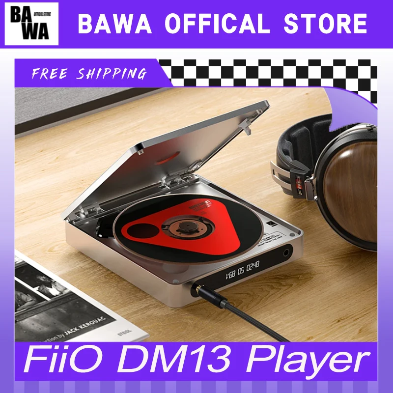 FiiO DM13 다기능 휴대용 스테레오 CD 플레이어, 오래 지속되는 배터리, USB 리핑 지원, 광학, 동축, 3.5mm, 4.4mm