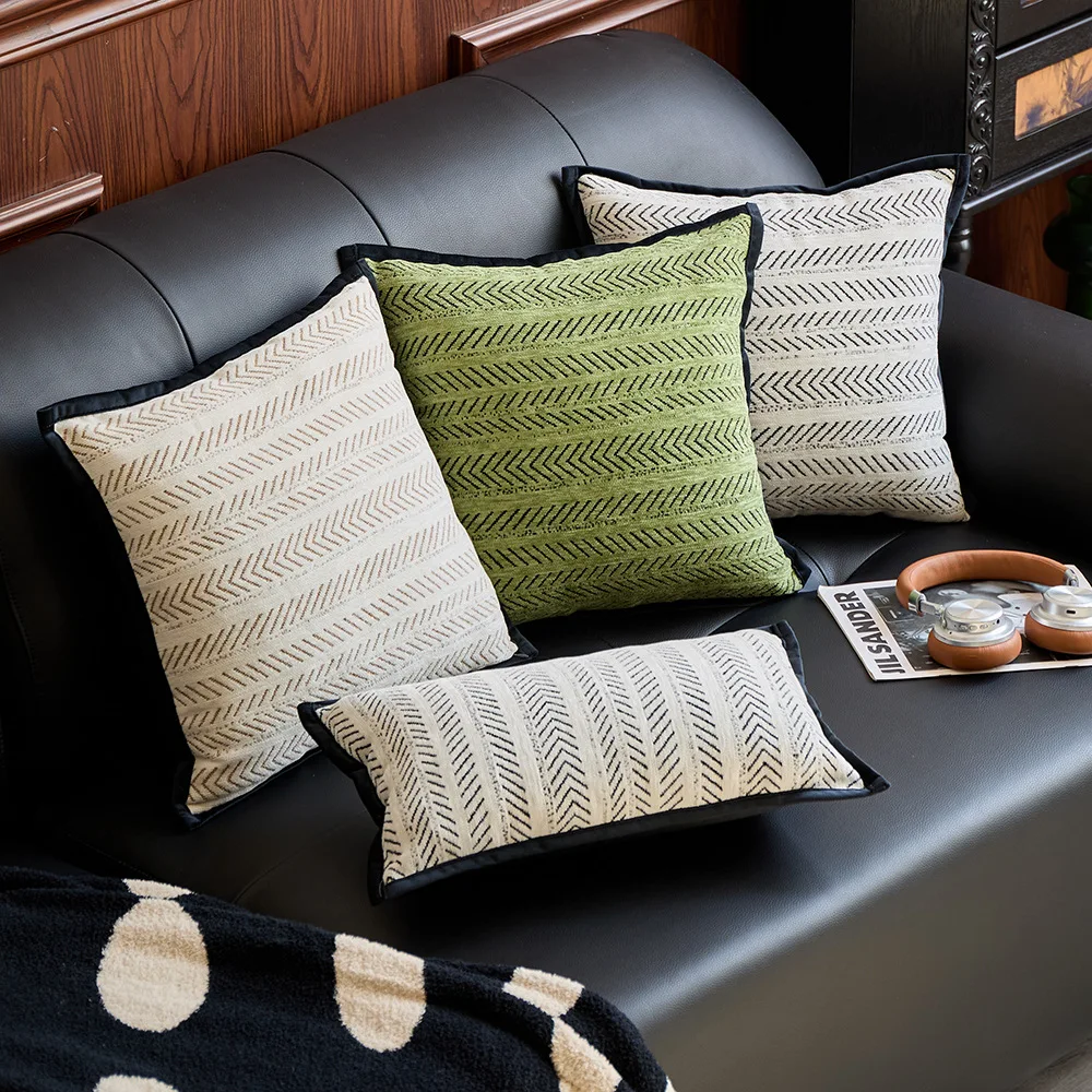 45x45cm Chenille Pillowcase 30x50cm Luxury Trendy Cushion Cover Herringbone Jacquard Retro Art Sofa Pillow Cover Home Decor