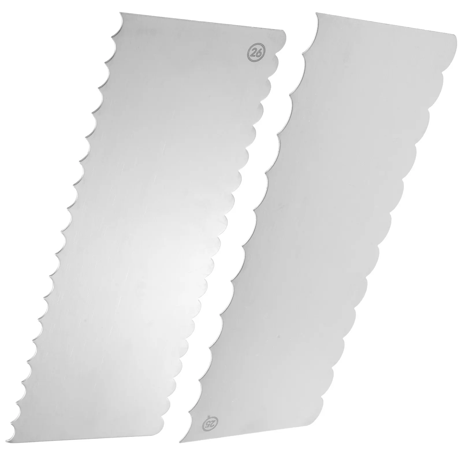 Stainless Steel Cake Comb Scraper Set – 2pcs Textured Design Tool for Smooth Leveling & Decorating