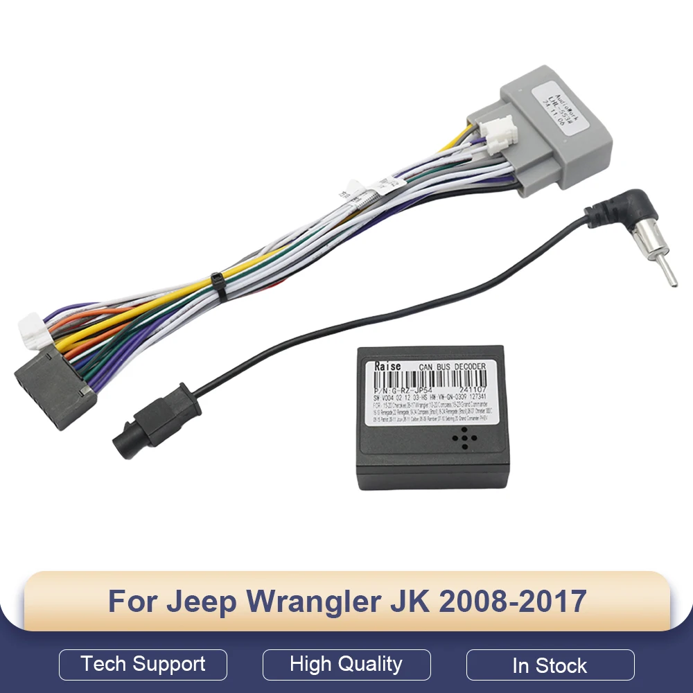 16Pin Android Radio Power Cable Wiring Harness Adapter With Canbus Box Decoder For Jeep Wrangler JK 2008-2017