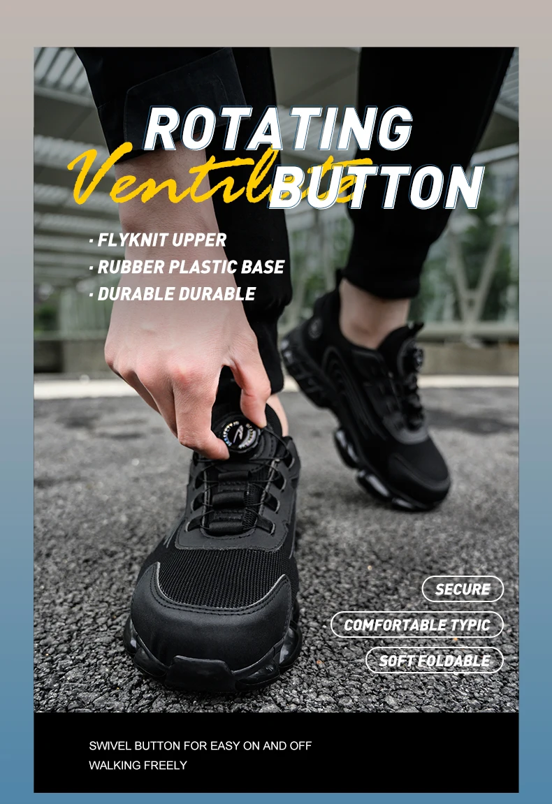 Rotierende Knopf Sicherheitsschuhe Männer Stahlkappe Sneaker Air Kissen Arbeit Mann Pannensichere Arbeitssicherheit Industrielle Schutzschuhe – Detail 4