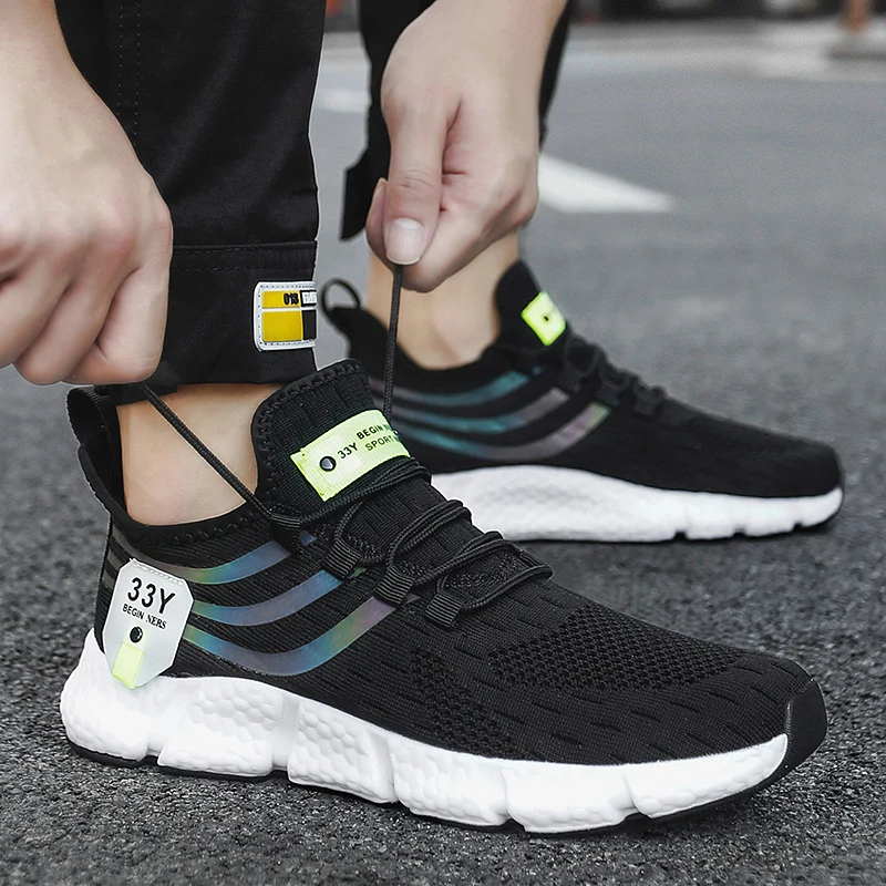 

Men Casual Sport Shoes Breathable Lightweight Sneakers Outdoor Mesh Black Running Shoes Athletic Jogging Tenis Walking Shoes