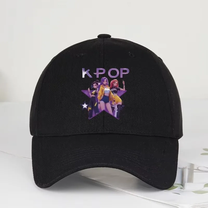 K-Pop Cartoon Girl Group Star Print Soft-Peak Baseball Cap - Unisex Casual Retro Adjustable Dad Cap - Y2k Sun Hat Sunscreen Hat