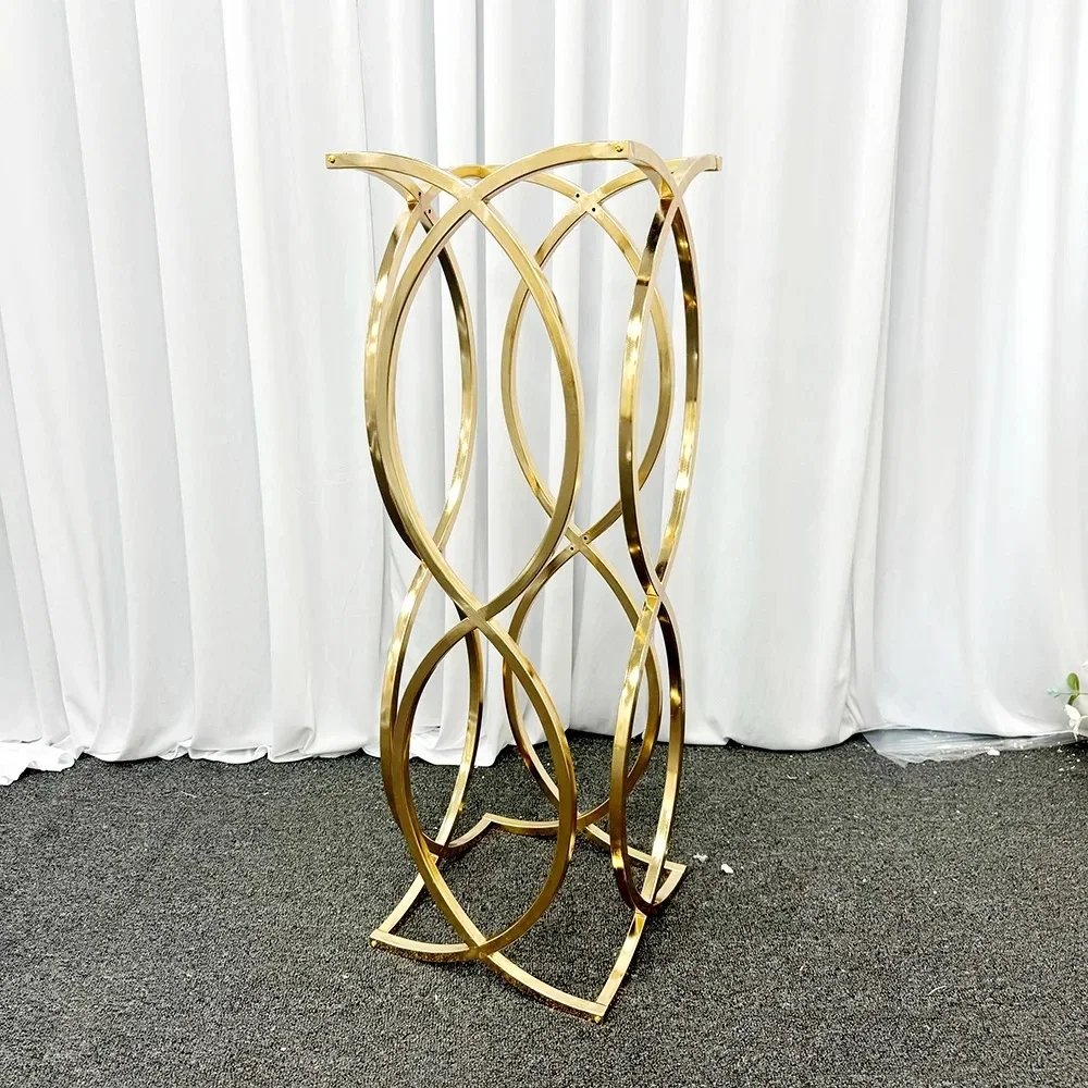 Hohler Goldener Metall-Blumenständer Spezialgeformte Vase für Hochzeit Party Bühne Gang Bankett Einweihungstisch Tischdekoration – Detail 6