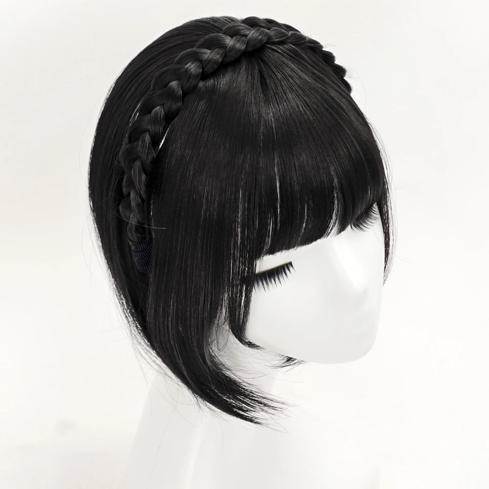 fashion Headband Neat Plaited Braid Bang Forehead synthetic Hair Topper Extensions for Girl Women