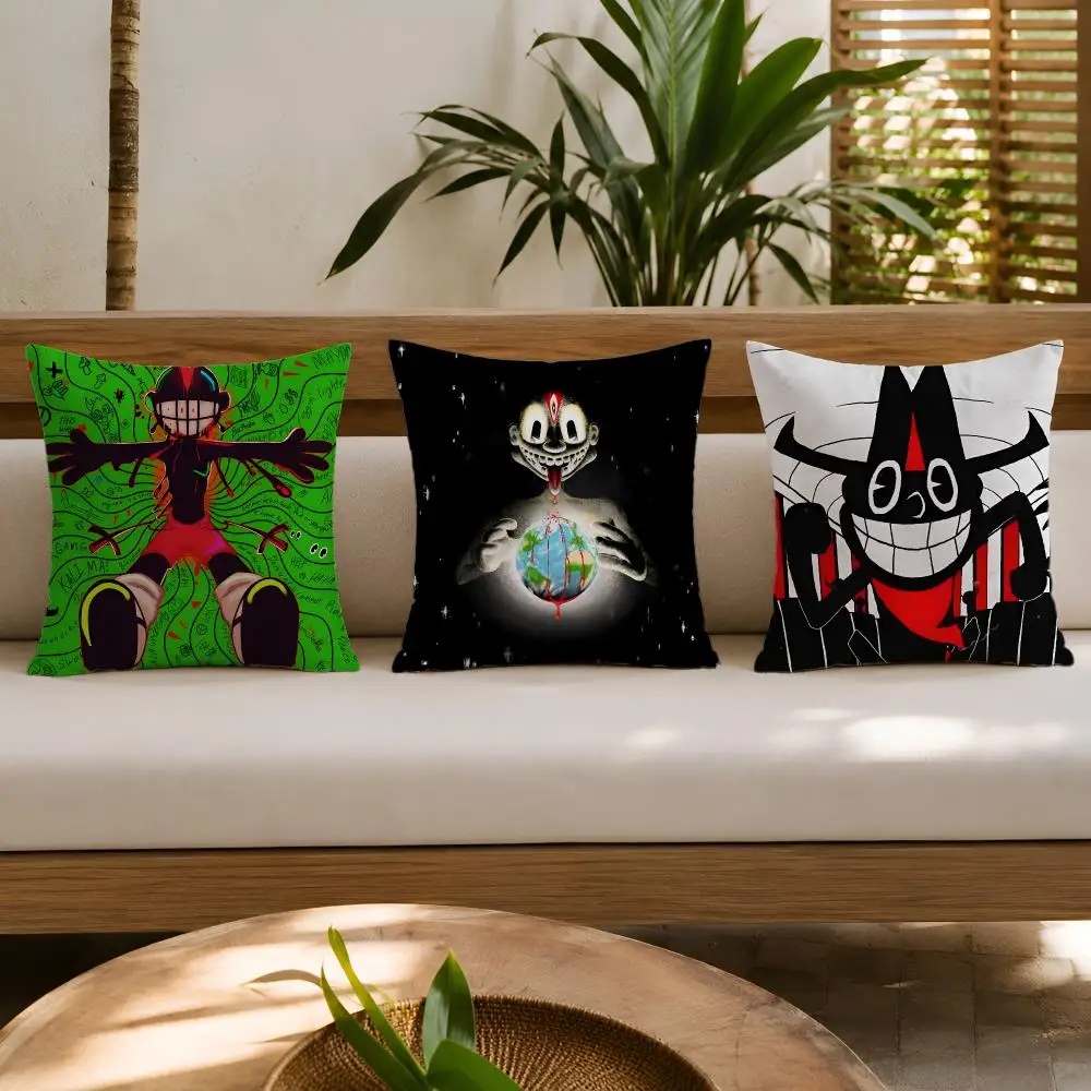 Music Singer L-Lil Darkie Cushion Cover Double-Sided Plush Sofa Cushion Covers Organic Breathable Invisible Zipper