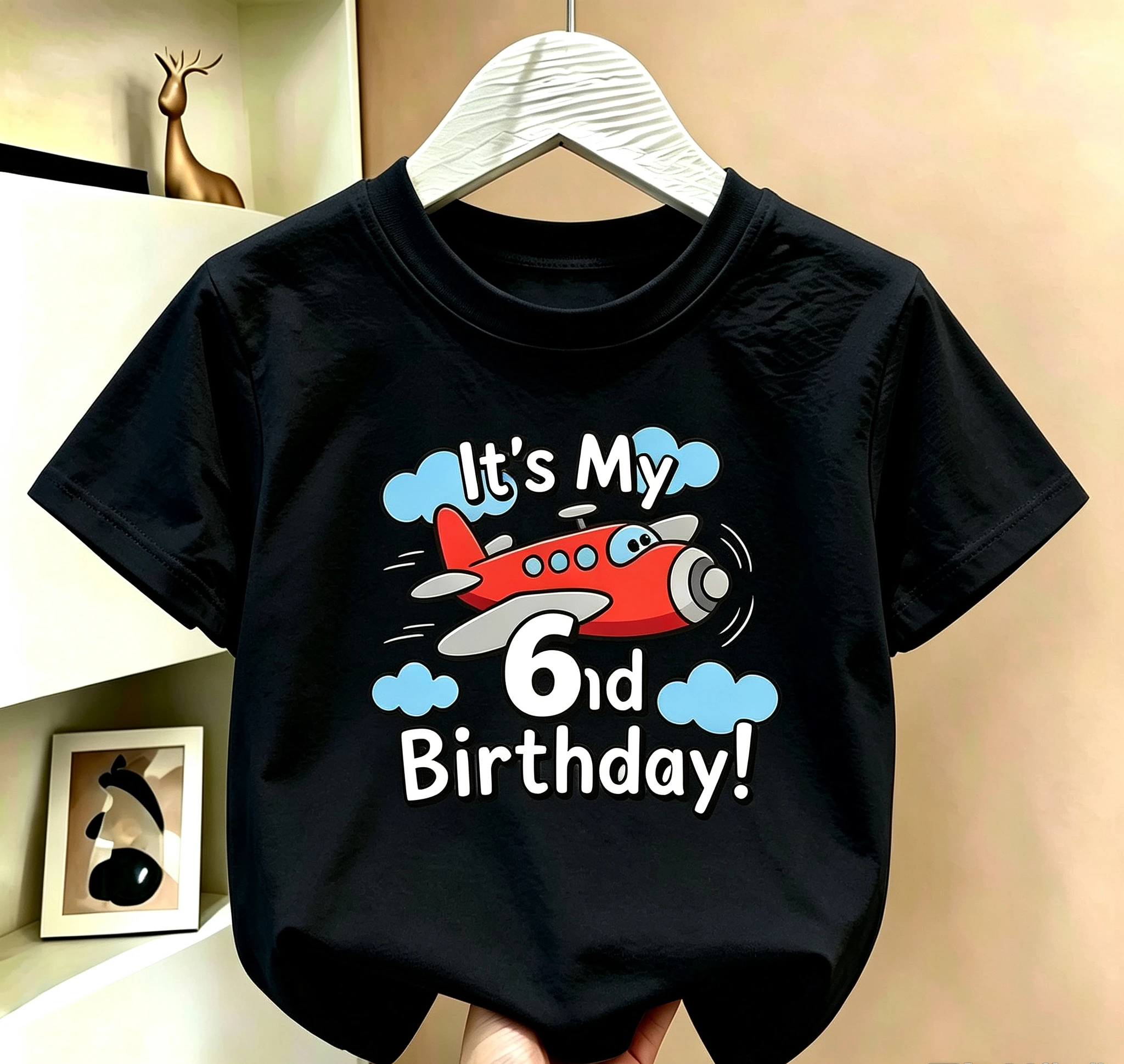 Kids Cartoon Airplane Birthday T Shirt It's My 1-10th Birthday Toddler Boys Short Sleeve T-shirt Children Birthday Party Gift