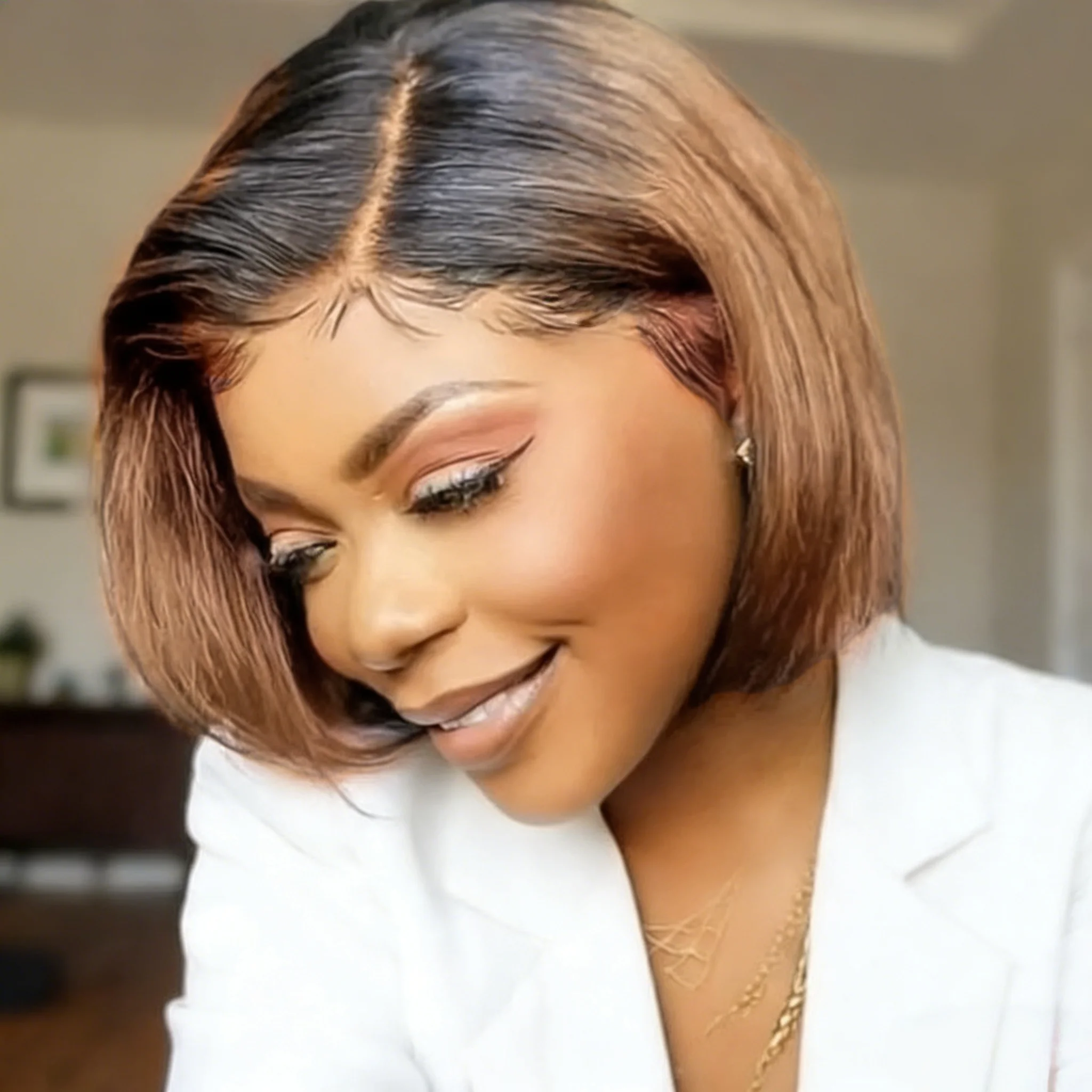 

4X4 Human Hair Pixie Cut Lace Front Wigs for Women Side Part Short Bob Wigs Straight Bob Wig