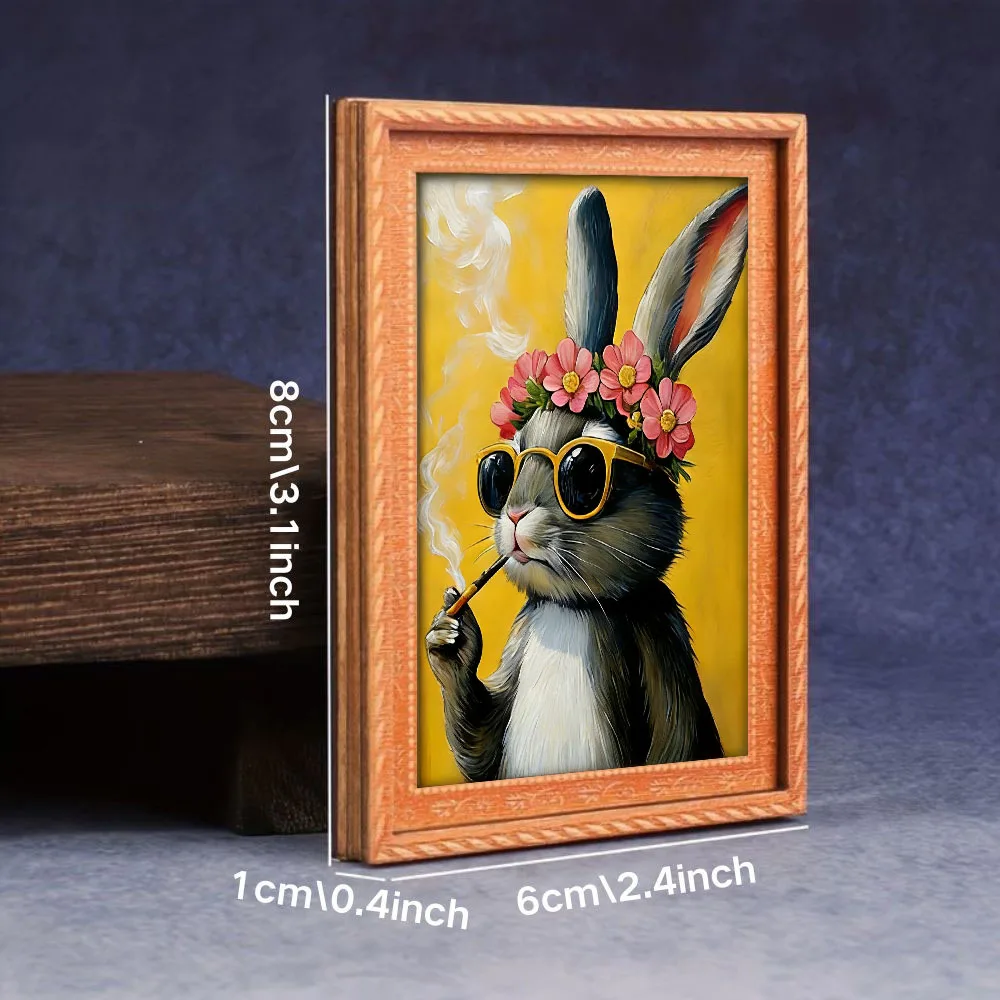 1 Piece of Fun Little Photo Frame with a Rabbit and Small Flowers, Refrigerator Magnet, Interesting Refrigerator Decoration, Suitable for Home and Office Decor, Holiday Gift, Kitchen Decoration, a Must-Have for Cat Lovers, Easter Gift