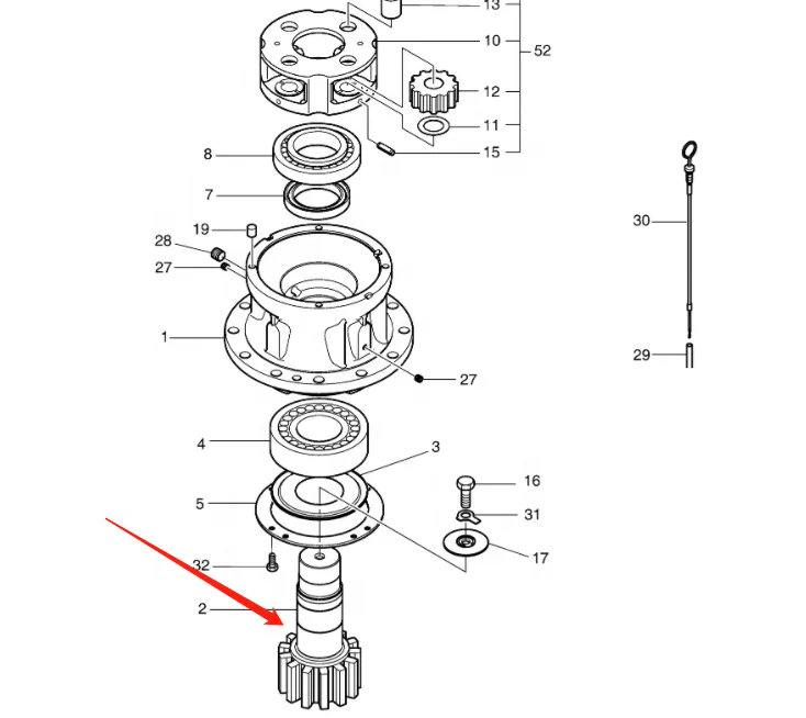 Excavator hydraulic parts drive shaft