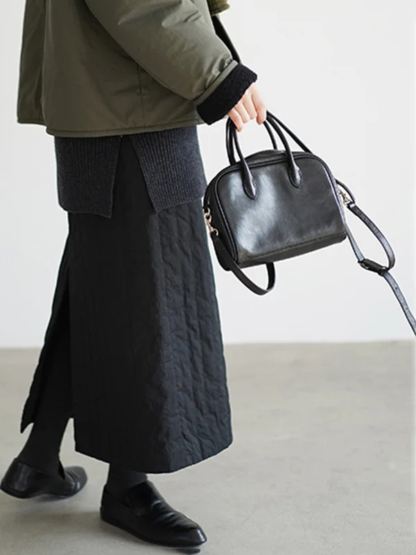 Inverno 2025 Gonna monopezzo trapuntata in cotone trapuntato a gamba dritta Gonna dimagrante a righe verticali a vita alta casual con spacco alto