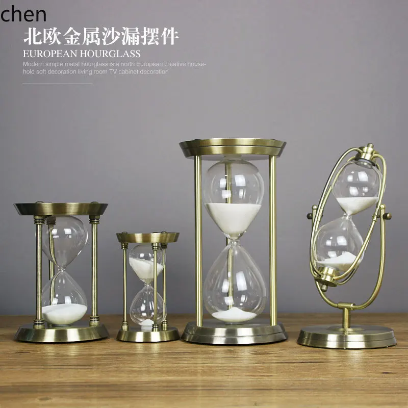 

LXC Creative Simple Metal Hourglass Timer Ornament Home Decor Living Room Study