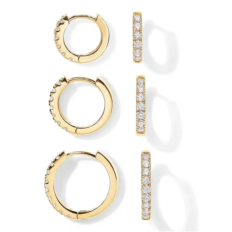 925 Sterling Silver Gold Plated Small Zirconia Huggie Hoop Earrings For Women Girls Gift Wedding Engagement Party Ear Buckle