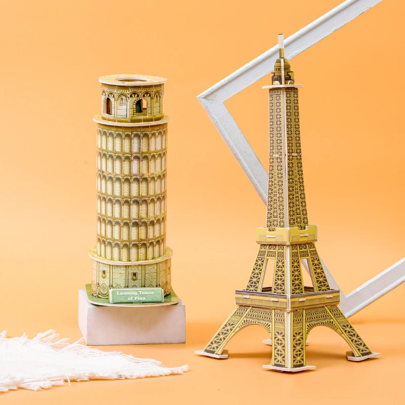 3D Puzzle Famous World Architecture Landscape Eiffel Tower Model Paper Handmade DIY Children Puzzle Toys Educational Toys