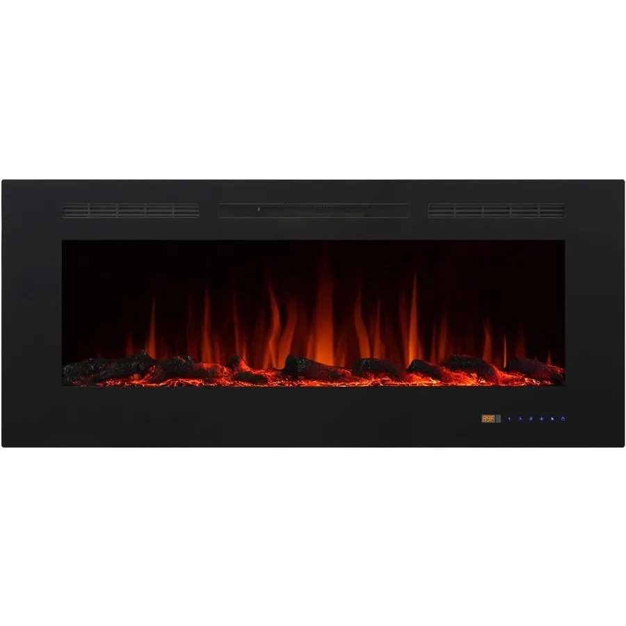 Camino elettrico da incasso da 50 pollici per soggiorno con controllo touch screen Funzionamento remoto Logset di protezione da surriscaldamento