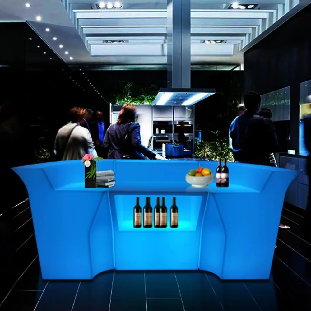 LED Outdoor Waterproof Illuminated Bar Table Rechargeable Bar Counter Furniture For Nightclub Lounge Event Rental Party Decor