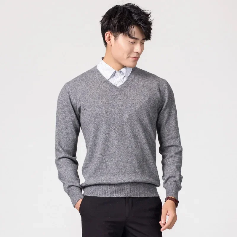 Men\'s Wool Knitted Vneck Sweater, Male Woolen Clothes, Standard Tops, Winter Pullovers, Hot Sale, New Fashion