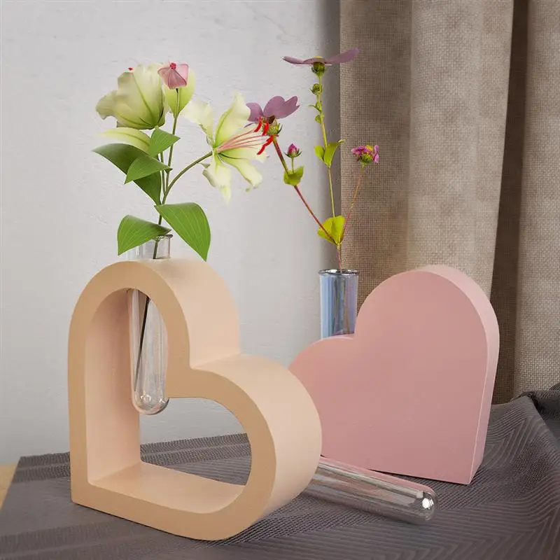 Love Heart Shaped Flower Vase Mold DIY Aromatherapy Gypsum Flower Plant Vase Arrangement Silicone Mold For Resin Home Oranment