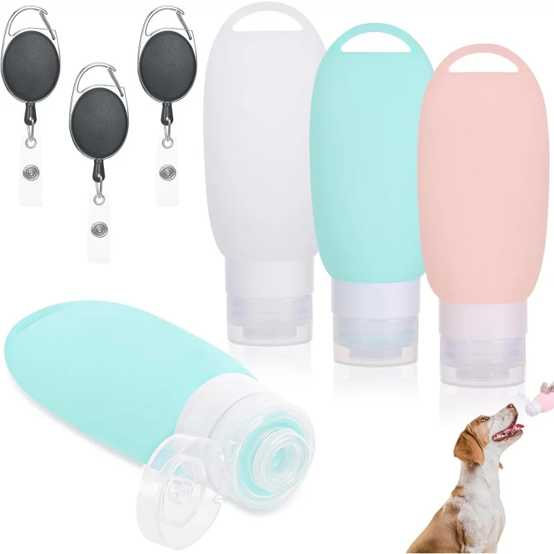 TOPLIVING 3 Pieces , 90ML Silicone Travel Bottles Filling, Feeding Tube For Dog Refillable With Re