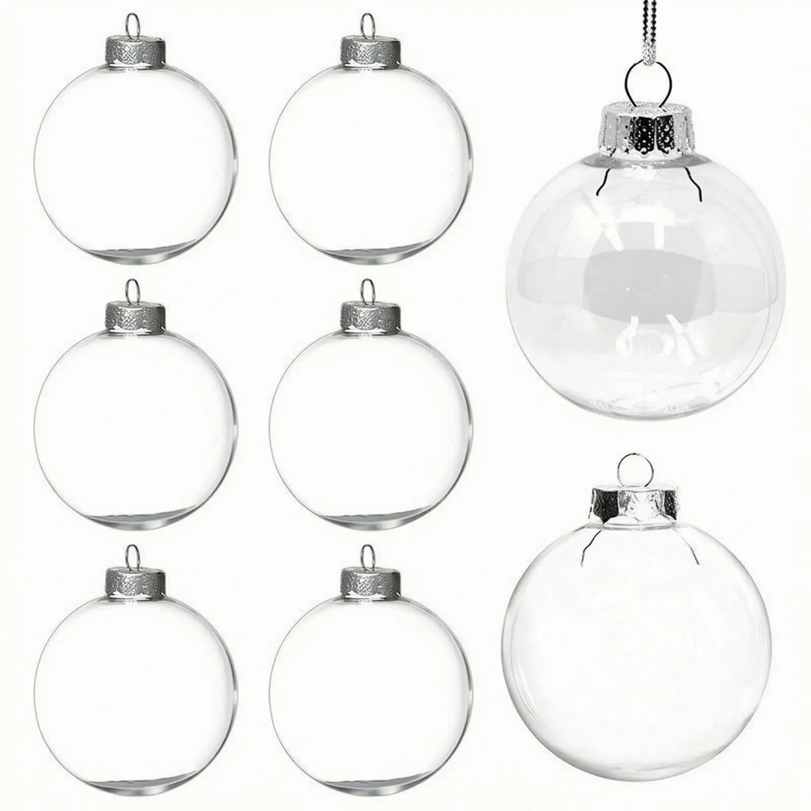 DIY Craft Ornament Balls with Hanging Loop Shatter-Resistant Fillable Round Ornament Spheres Lightweight for Crafters, Festive