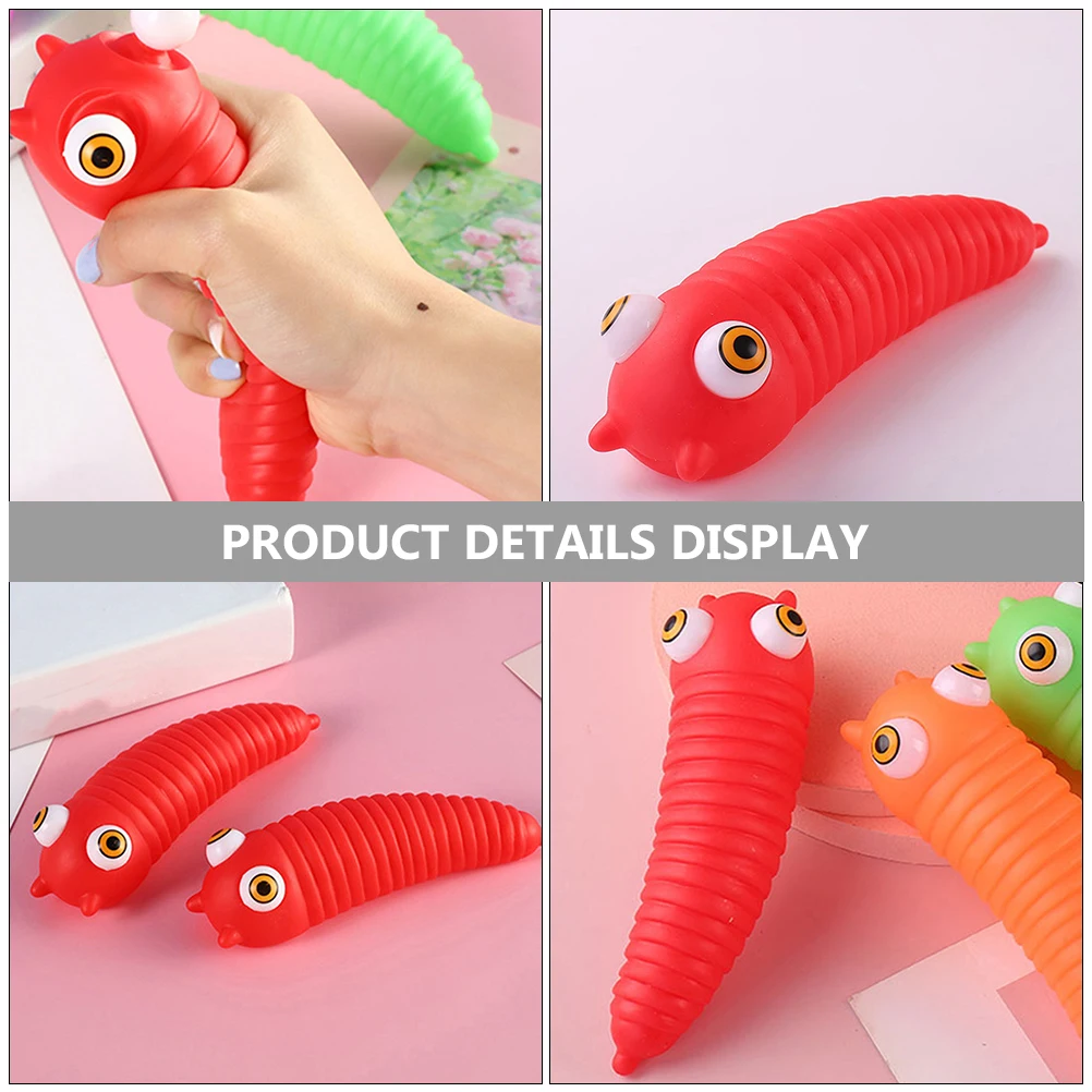 3 قطعة الضغط كاتربيلر تململ الأخضر ضغط الإجهاد الحسي الإغاثة الاطفال الكبار ظهرت العين قابلة لإعادة الاستخدام بسط مكتب صغير #2