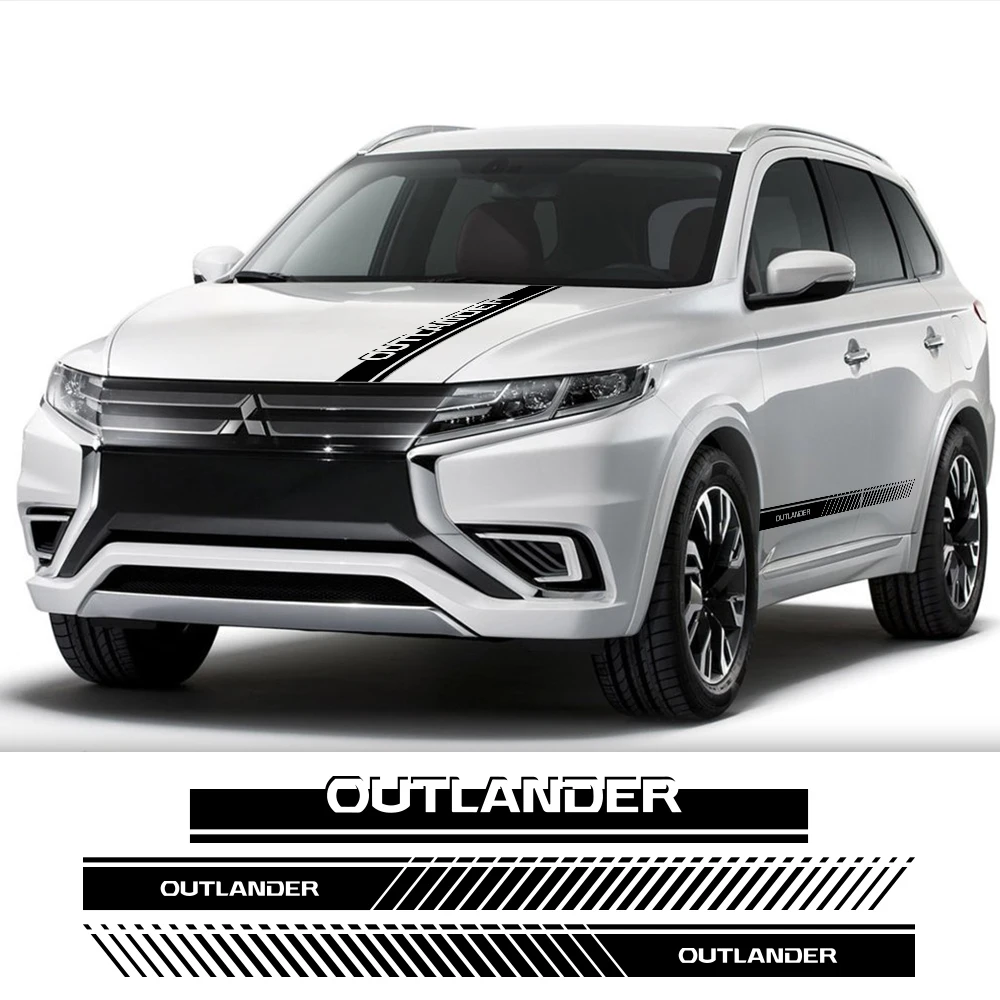 Naklejki samochodowe dla Mitsubishi Outlander 1 2 3 XL Phev auto Side sportowe paski stylizacja etykiety winylowe osłona maski akcesoria