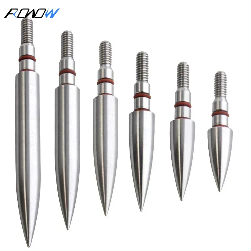 ROWOW 3/6 75/100/125/150/175/200/250/300gn Stainless Steel Arrow Point Tip Broadhead Head ID6.2mm OD7.6/7.9mm Archery