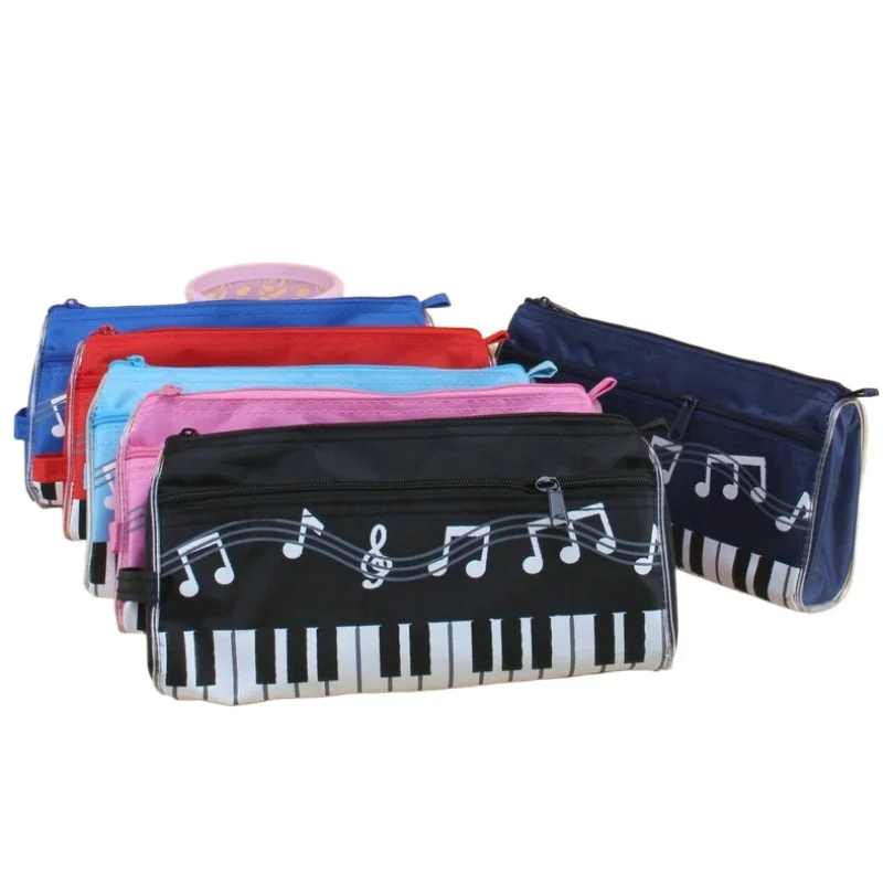 Music Piano Theme Pencil Case Double Layer Pen Bag Student Makeup Bag Musical Gift Portable Stationery Organizer