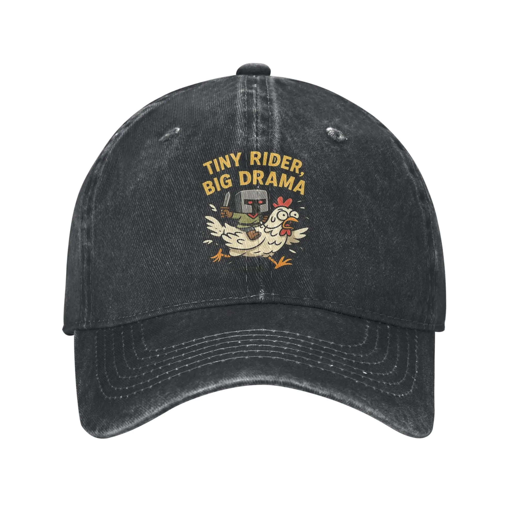 

Бейсбольная кепка Tiny Rider Big Drama Chicken Jockey, повседневная джинсовая шляпа Snapback, унисекс, для путешествий на открытом воздухе, неструктурированные мягкие шапки, кепка