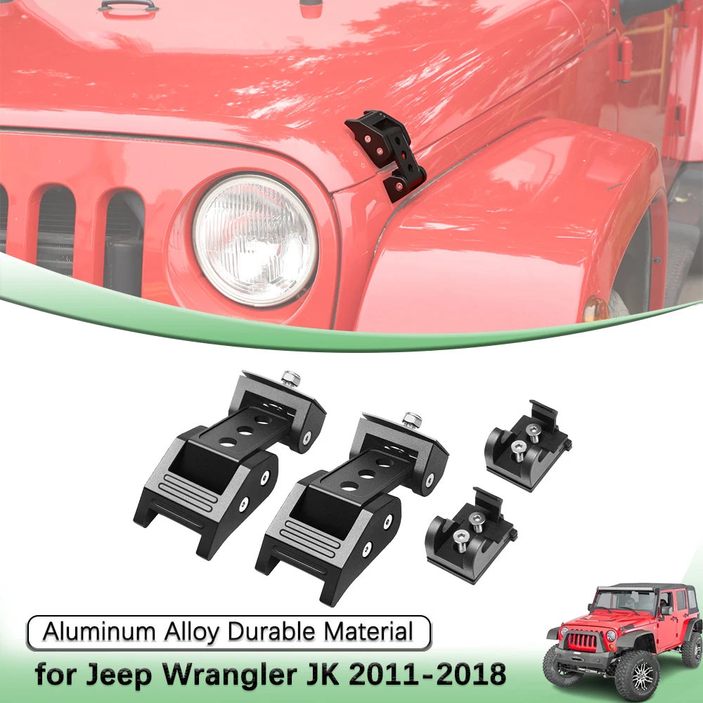 Hood Lock Latches for Jeep Wrangler JK Rubicon Sahara 2011-2018 Hood Lock Catch Exterior Accessories Black Aluminium Alloy