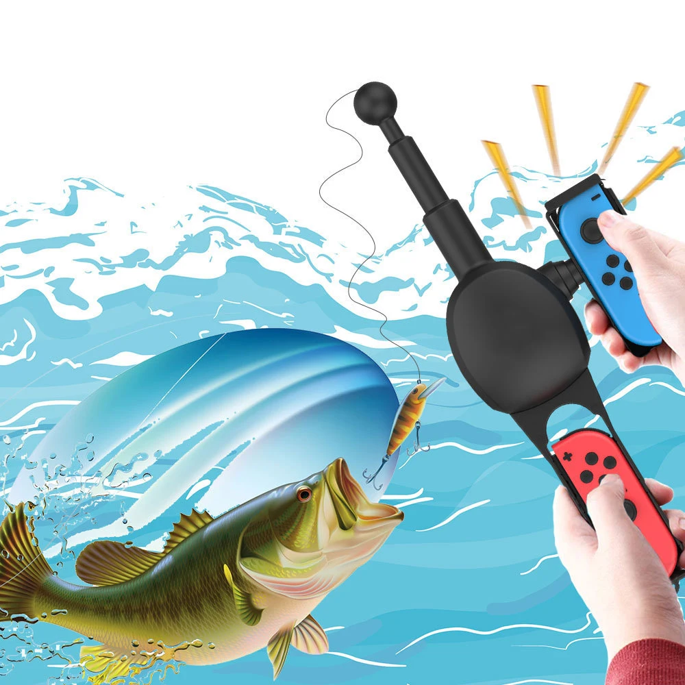 For Nintendo Switch Fishing Rod NS Joycon Game Accessories Fishing Star Left and Right Controllers Body Feel Fishing Rod