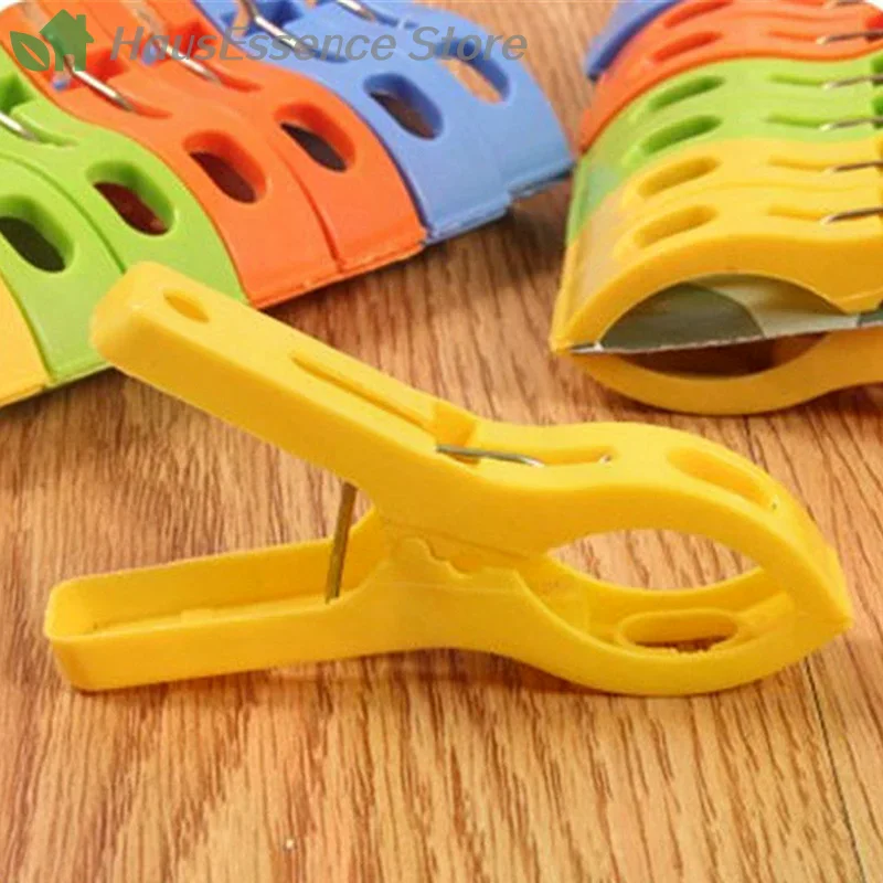 ※8ps/set Hanger Clips Large Plastic Windproof Beach Towel Clothes Pins Spring Clamp Clothespin for Home Use with High Qua