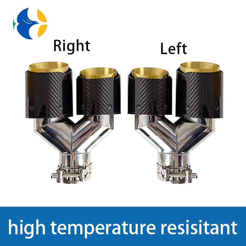 1pcs AK Logo Universal Exhaust Dual Tips Upgrade Carbon Fiber modify Muffler Nozzle gold stainless exhaust pipes