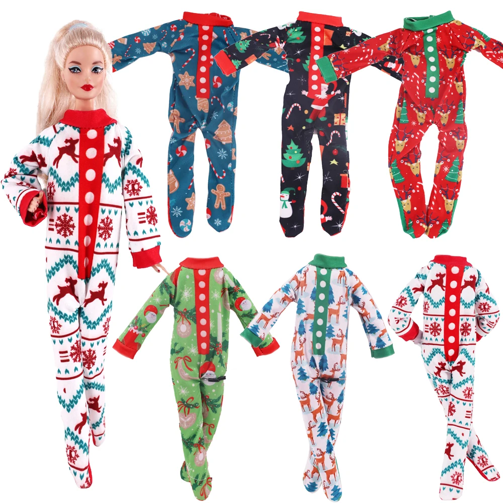 Ropa de una pieza para muñecas, accesorios, pijamas de Navidad