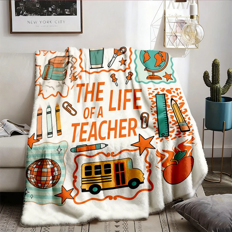, The Life Of A Teacher T, Flannel Blanket, Teaching Showgirl Flannel Throw, Back To School, Doodle Frames