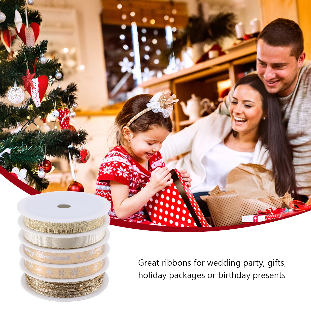

5 Rolls Craft B Christmas Ribbon Gift Gift Decoration B Decorative Ribbon Bow Tie Bright Color Holiday Packaging
