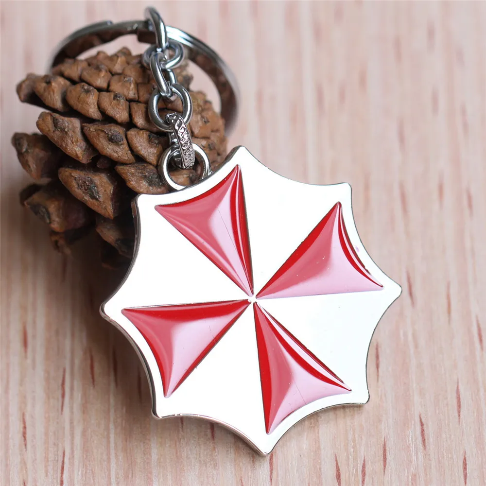 Popular Movie  Keychain Biohazard Umbrella Corporation Red Enamel Metal Keyring Fashion Car Key Chain for Fans Key Ring