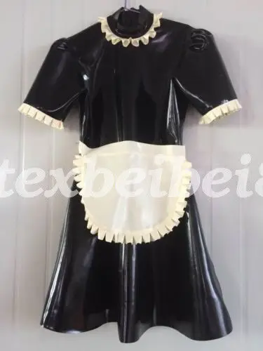 Latex Skirt Brand New 100% Rubber Maid Club Sexy Ruffle Dress Size S-XXL