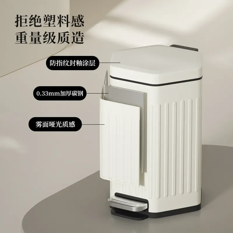for Stainless Steel Trash Can with Lid Foot Pedal Silent Large Capacity Cylinder for Household Kitchen Living Room Bedroom