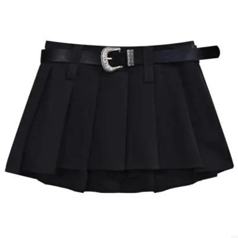 

270D Girls' Pleated Skirt Belted Short Dress for School Dance and Casual Outfits