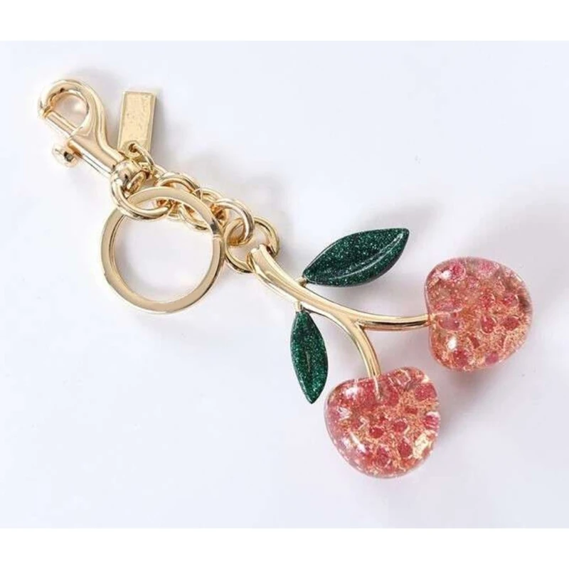 Unique and Cherry Bag Charm Decorations Elegant Resin Cherry Keychain Pendant Charm with Bright Colors for Bag Key Dropship