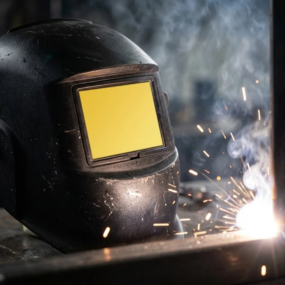Glass Welding Helmet Lens 10.8 x 5.5 cm Gold Coated Shade 9 through 13 for UV Infrared Light Blocking in Welding