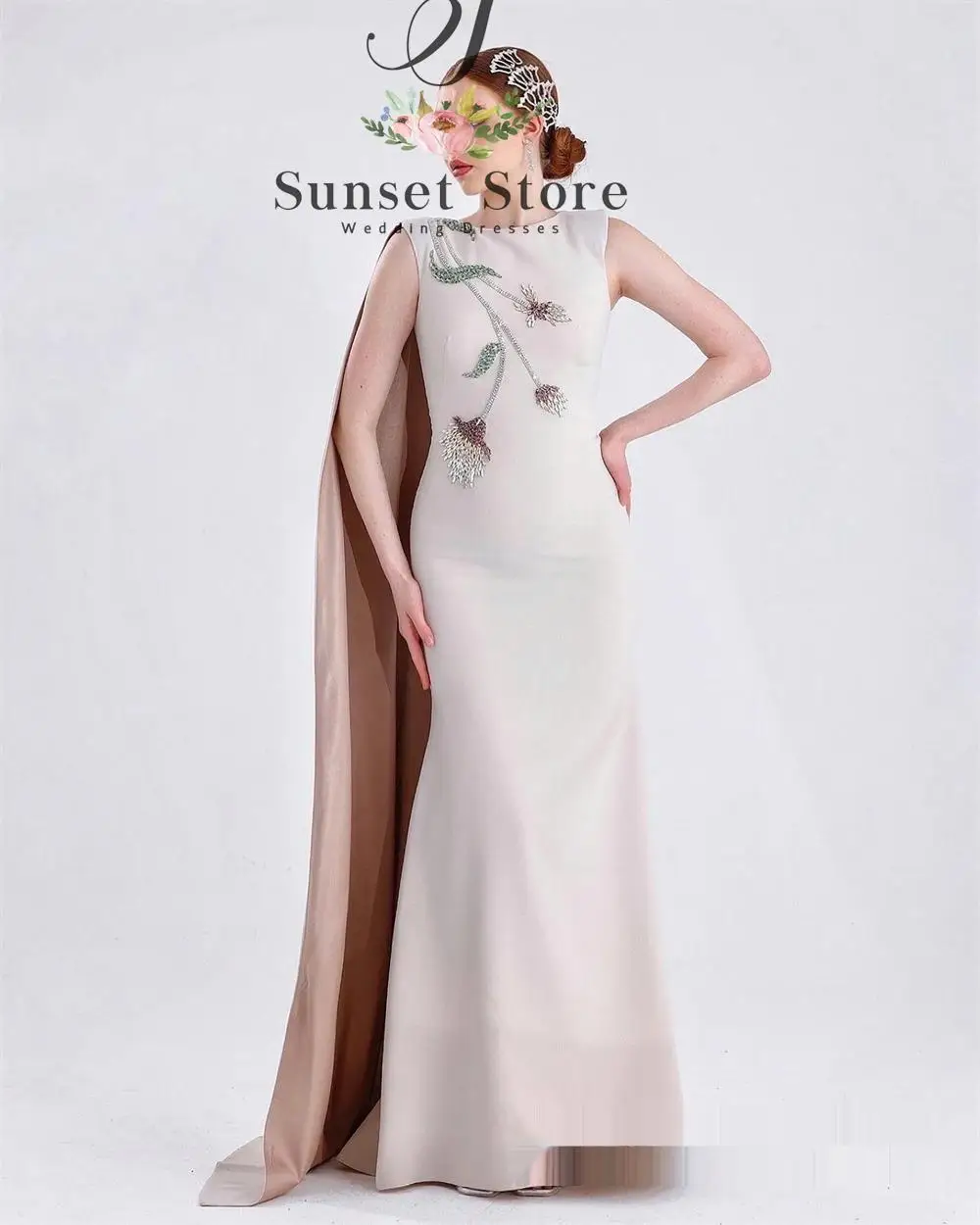 

Customized Evening Dress O-Neck Sleeveless Celebrity Gowns Bespoke Occasion Gowns Appliques Tempe