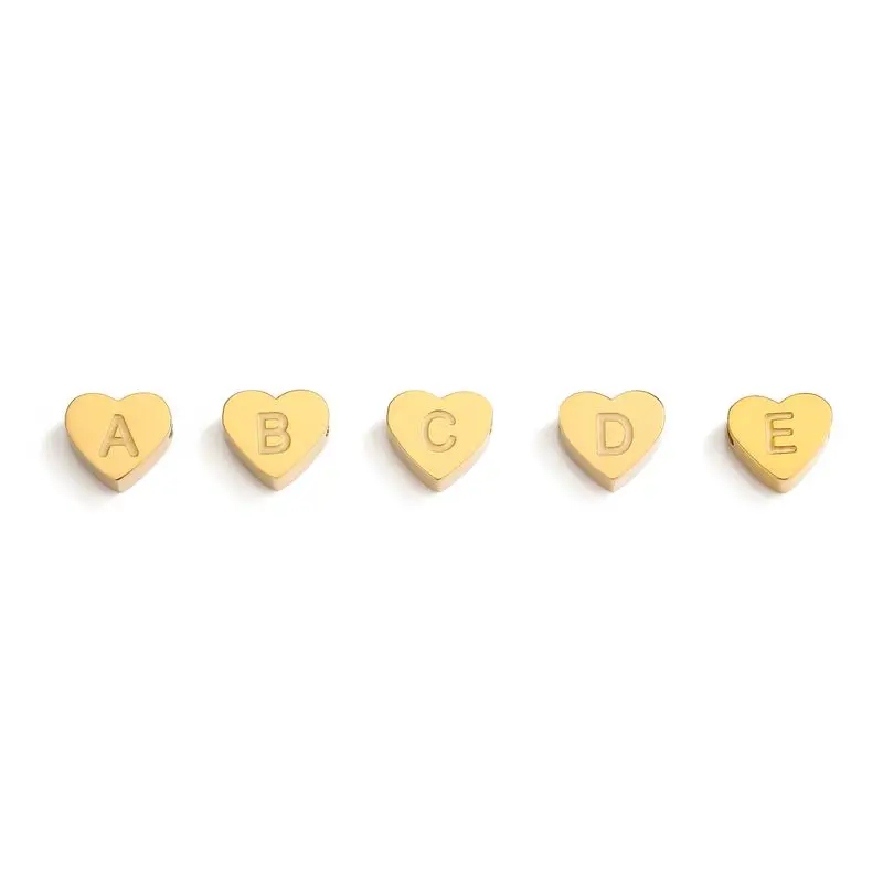 CARLIDANA Minimalist Gold Plated Stainless Steel Jewelry Initial kids Alphabet Pendant Small Mini Heart Initial Letter Necklace