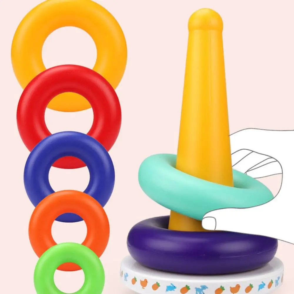 Plastic Rainbow Stacking Musical Rainbow Tower Stackable Stacking Rings Babies Ferrule Early Education